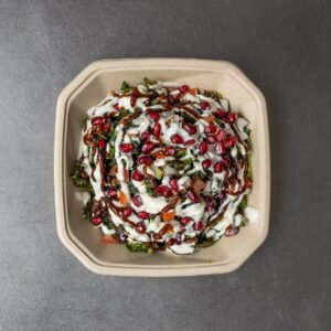 CRACKLING SPINACH - sweet yogurt, date & plum sauce, pomegrante (Gluten Free option available)