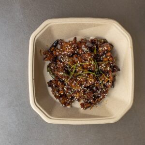 STICKY SESAME VEGETABLES - crispy veg fritters, sticky ginger glaze (VEGAN option available)